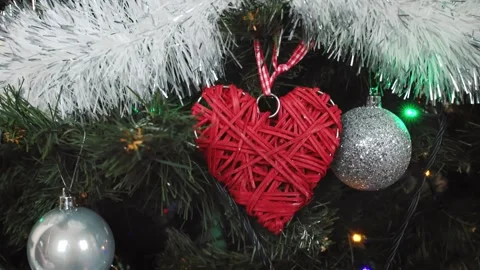 View of glowing Christmas tree lights in vibrant colors, Stock Footage 303072021