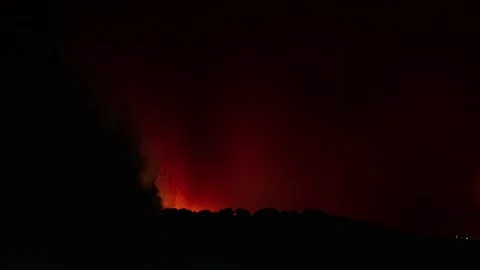View of a glowing wildfire at night, Spain. Video stock 340637947