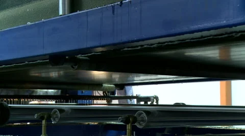 View of gluing machine for chipboard panels Stock Footage 58160619