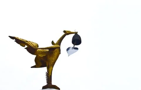 Up view golden bird statue Stock Photos