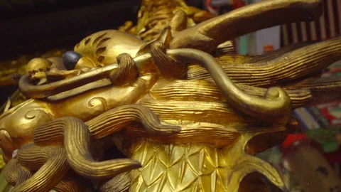View of a golden Statue design on pillars in Kek Lok Si Temple Stock Footage 108794780
