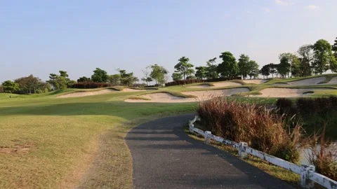 View from golf cart driving in golf course. Stock Footage 236349092