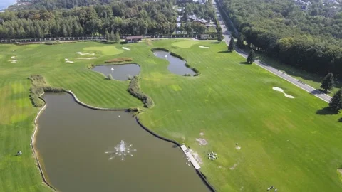 View of golf course in the morning Stock Footage 160912555