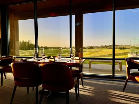 View of golf course from restaurant Fotos Stock