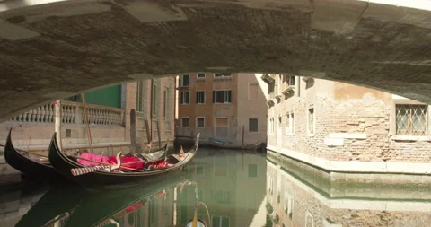 View of Gondolas near a Bridge Stock Footage 141693073