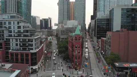 View of the Gooderham Flatiron Building Stock Footage 142720906