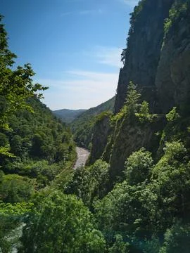 View from the gorge to the river Foto stock