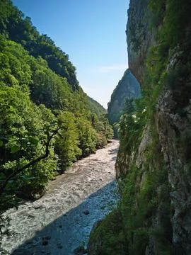 View from the gorge to the river Stock Photos