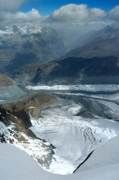 View of the gorner glacier Stock Photos