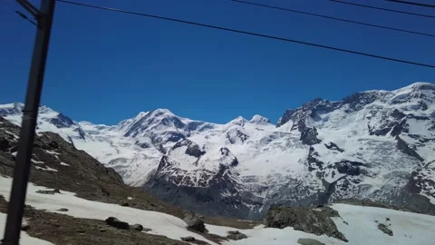 View from the Gornergrat Train - Alpine mountain ridge Beautiful panoramic Video stock 158183410