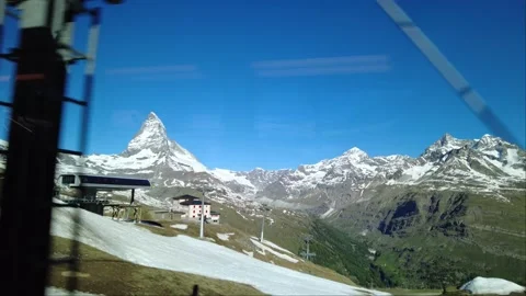 View from the Gornergrat Train - The Mighty and Beautiful Matterhorn Stock Footage 158063338
