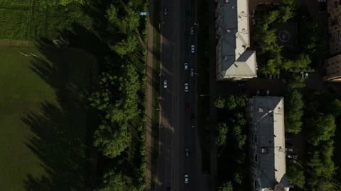 View of the gortode serhu from a drone, a pathomobile road with cars, houses and Stock Footage 215005959