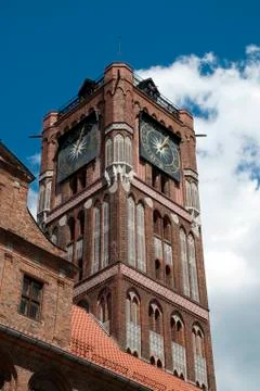 View of Gothic Town Hall clock tower Stock Photos