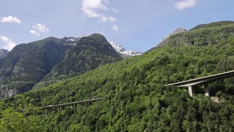 View of Gotthard Panorama Express route in Switzerland. Video stock 343670459