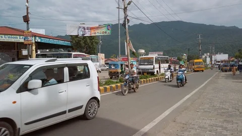 View of government bus stand in Rishikesh. Stock Footage 119071510