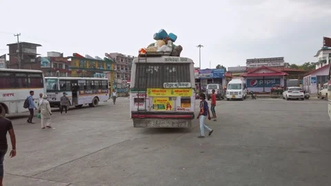 View of government bus stand in Rishikesh. Stock Footage 150192734