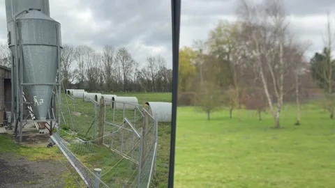 View of grain silo from truck 4K Stock Footage 330948341
