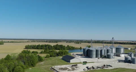 A View Of Grain Silos At The Hassard Elevator Company In Missouri, United Stock Footage 325690030