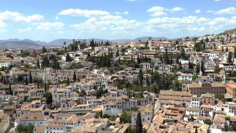 View of Granada Old Town in Spain Stock Footage 130123656