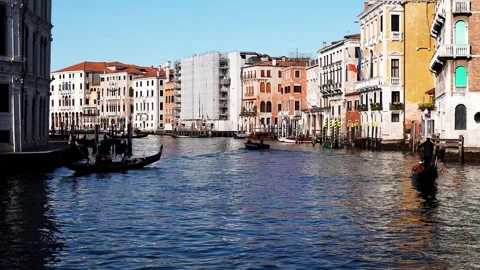 View of the Grand Canal along which gondoliers sail Stock Footage 264510925