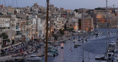 View to Grand Harbor from Birgu Stock Footage 77862555