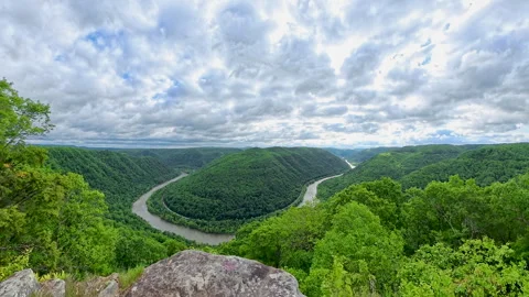 View from Grandview Point in New River Gorge Stock Footage 334582337