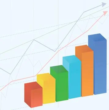 View of graph bars with background of graph lines Stock Illustration