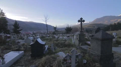 View of gravestones in graveyard Stock Footage 62388482