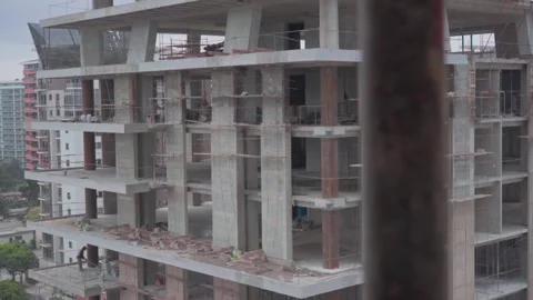 View of a Gray Building in a Modern City Stock Footage 293424985