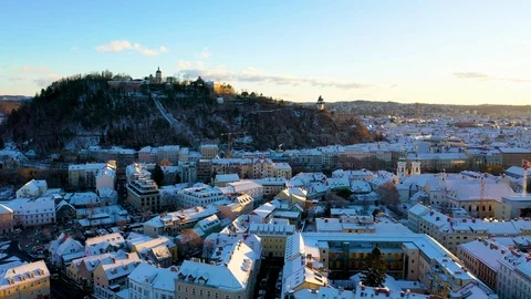 View of graz skyline from sky austria 스톡 동영상 103435954