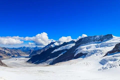 View of Great Aletsch Glacier, the largest glacier in the Alps Fotos Stock