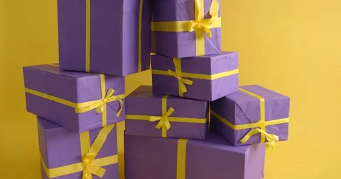 View on a great amount of gift packages Stock Footage 129154812