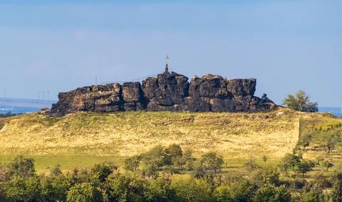 View on "Great Gegenstein", part of the Devil`s Wall in Germany Stock Photos