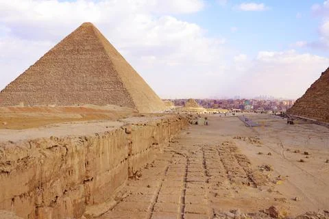 View of the Great Pyramids Stock Photos