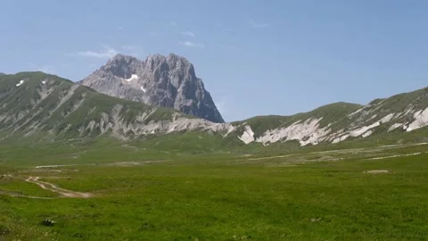 View of the great sasso da campo emperor abruzzo Stock Footage 158260223