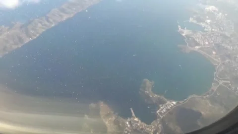 View of Greece from airplane window Stock Footage 307381039