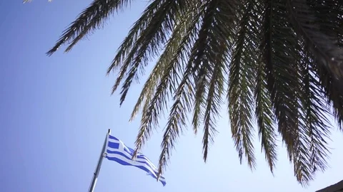 View of Greek flag in the breeze Stock Footage 102494890