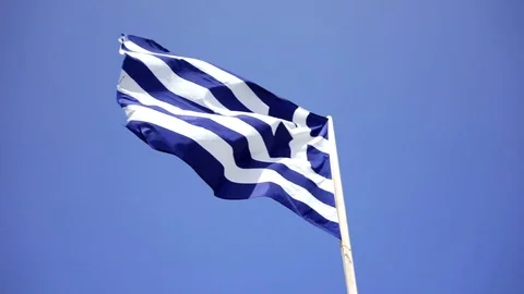 View of Greek flag in the breeze Stock Footage 102494903