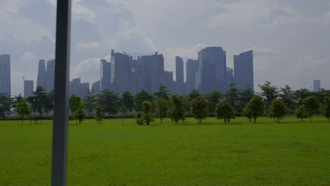 View of green field with sky line at the back Stock Footage 116498151