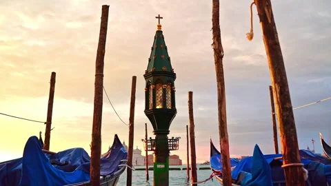 View of the green lantern chapel with a cross through the swaying gondolas  Stock Footage 261989094