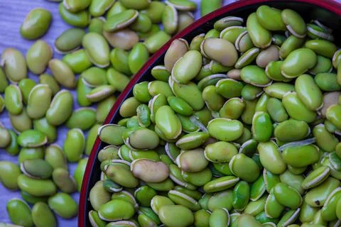 View of green lima beans (also known as mocha kottai in tamil language). Foto stock