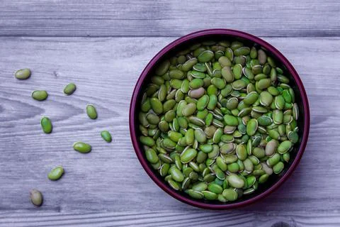 View of green lima beans (also known as mocha kottai in tamil language). Stock Photos