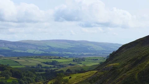 View of the green valley of fields. England. Stock Footage 82754785