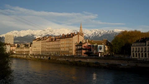 View of The Grenoble-Bastille cable car, departure station Stock Footage 107628861
