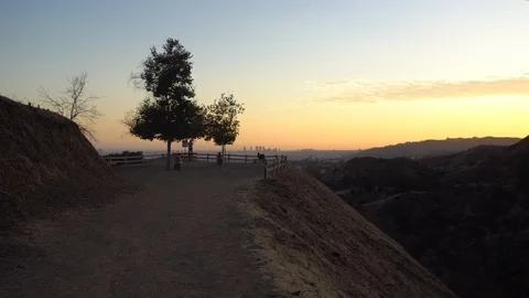 View from the Griffith Observatory Path on Downtown at the Sunset, in Los Stock Footage 116356222