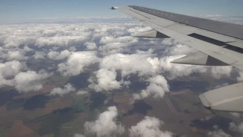 View of ground landscape from airplane forest wood tree by day natural mountain Stock Footage 81964600