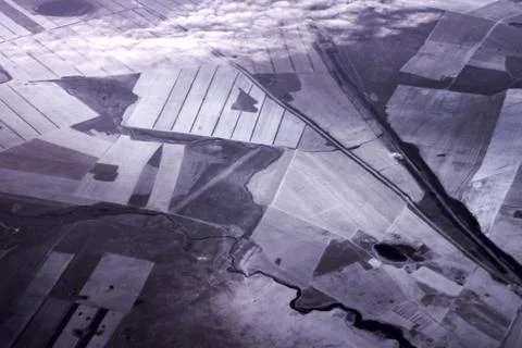 View of the ground from the plane window Stock Photos