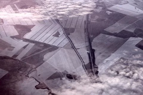 View of the ground from the plane window Stock Photos
