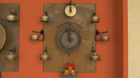 View of a group of automatic bells ringing in Venice Stock Footage 58971547