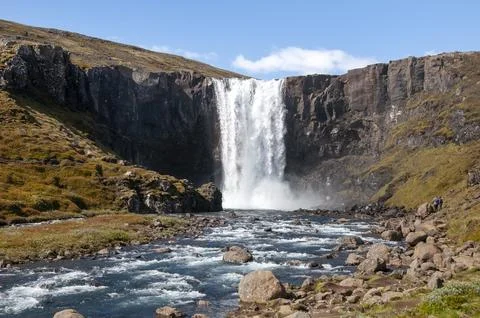 View of gufufoss waterfall Stock Photos